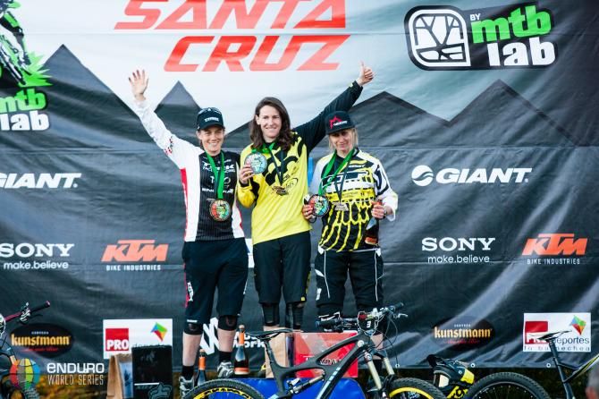 Anne Caroline Chausson topped the women's podium ahead of Tracy Moseley and Cecile Ravanel