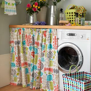 country utility room washing machine curtain
