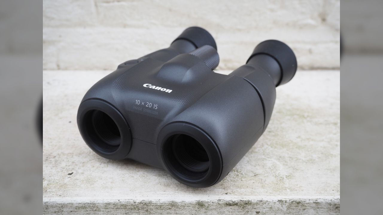 Canon 10x20 IS on a stone surface