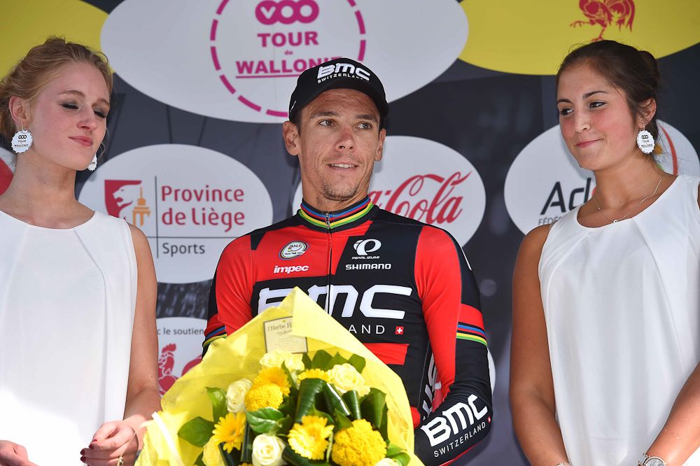 Philippe Gilbert on the stage 3 podium at Tour de Wallonie