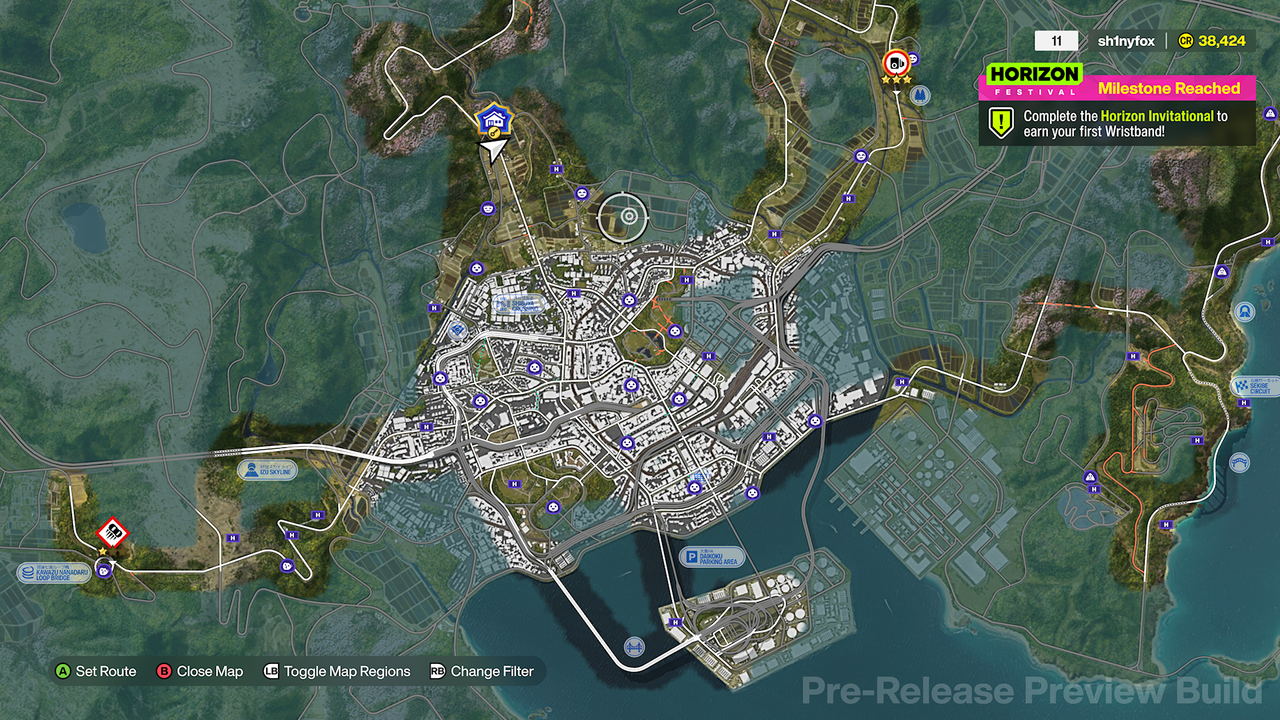 Screenshots of the Forza Horizon 6 detailing the Tokyo City portion of the map.