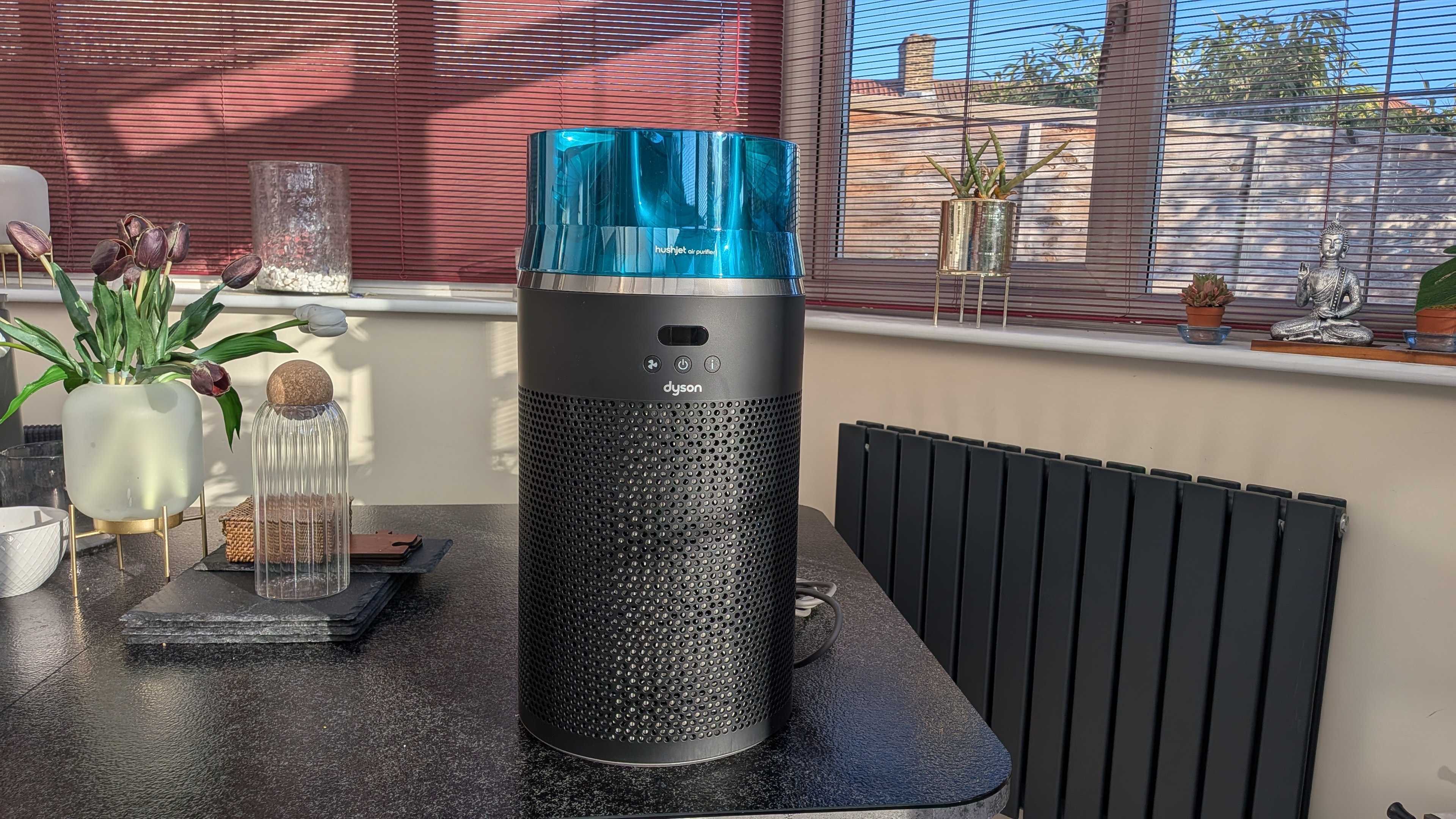 Dyson HushJet purifier on dining table
