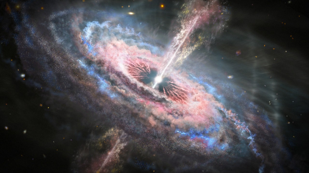 An artist's impression of a quasar