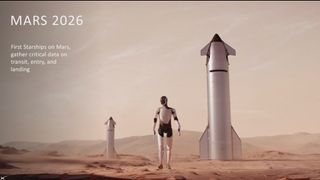 Still from a presentation that Elon Musk gave about SpaceX's Mars exploration plans. The company posted the presentation on X on May 29, 2025. 
