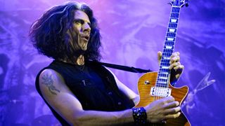 Alex Skolnick of Testament performs at the Cow Palace on August 31, 2010 in South San Francisco, California.