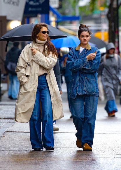 Katie Holmes and Suri Cruise Coordinate in Baggy Jeans | Marie Claire