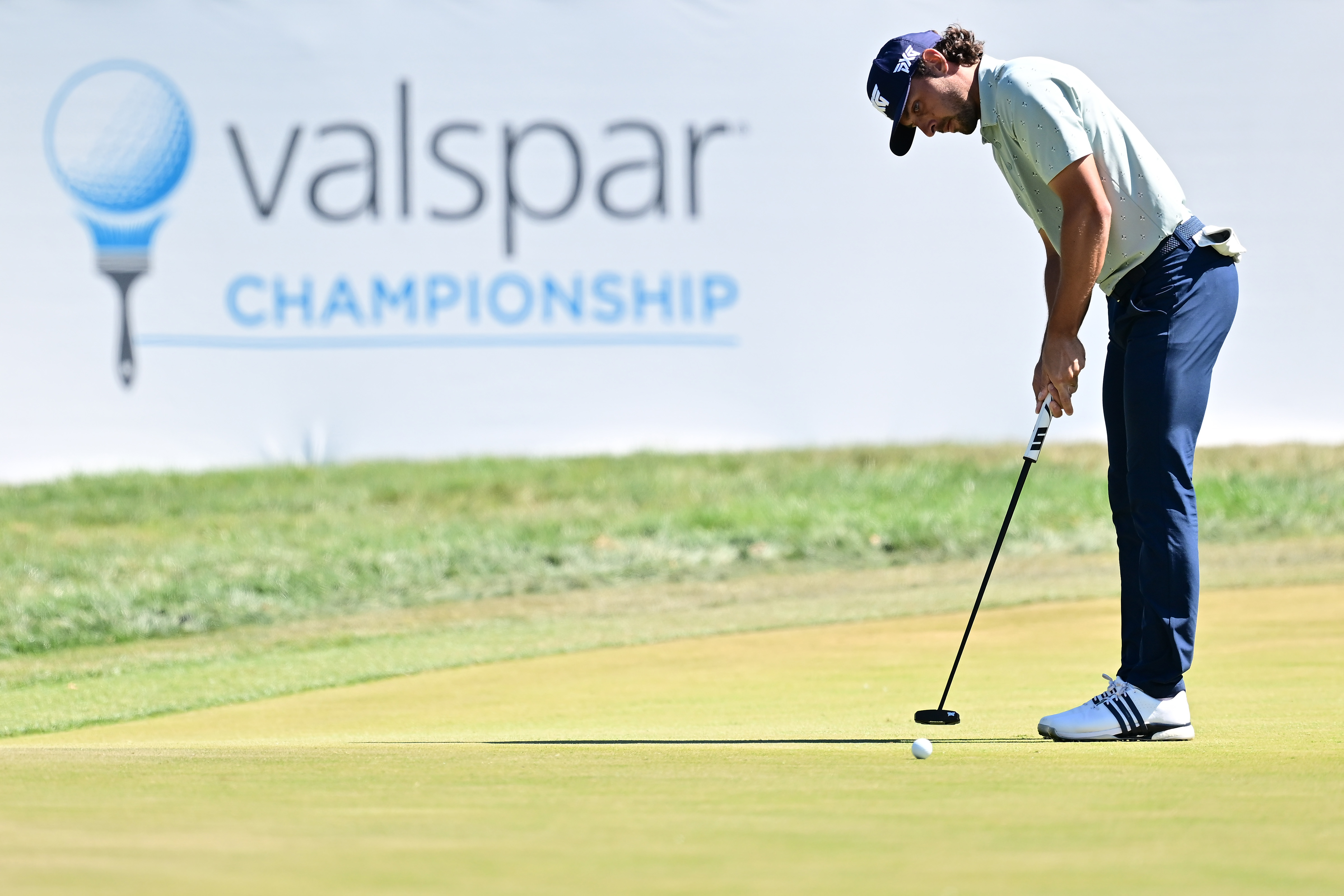 Marco Penge of England putts on the eighth green during the final round of the Valspar Championship 2026 at Copperhead Course at Innisbrook Resort and Golf Club