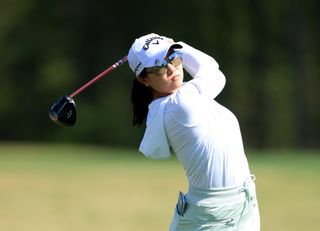 Rose Zhang hits a shot during the Augusta National Women's Amateur