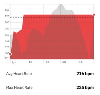 An image showing the heart rate and elevation during James' second run