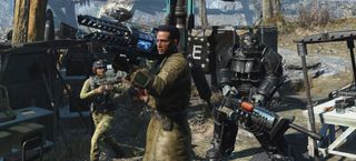 Fallout 4 next-gen update screenshot - Characters in Enclave armor and uniforms