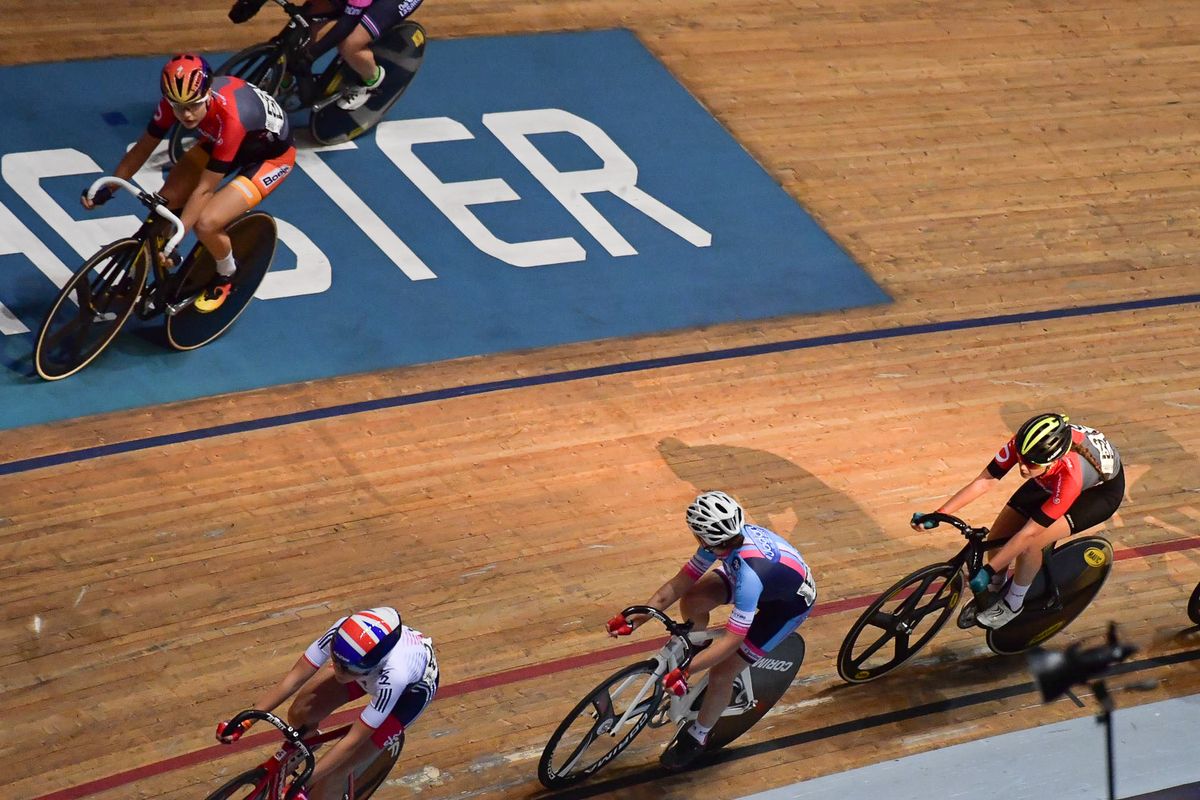Amalie Dideriksen looks down the track