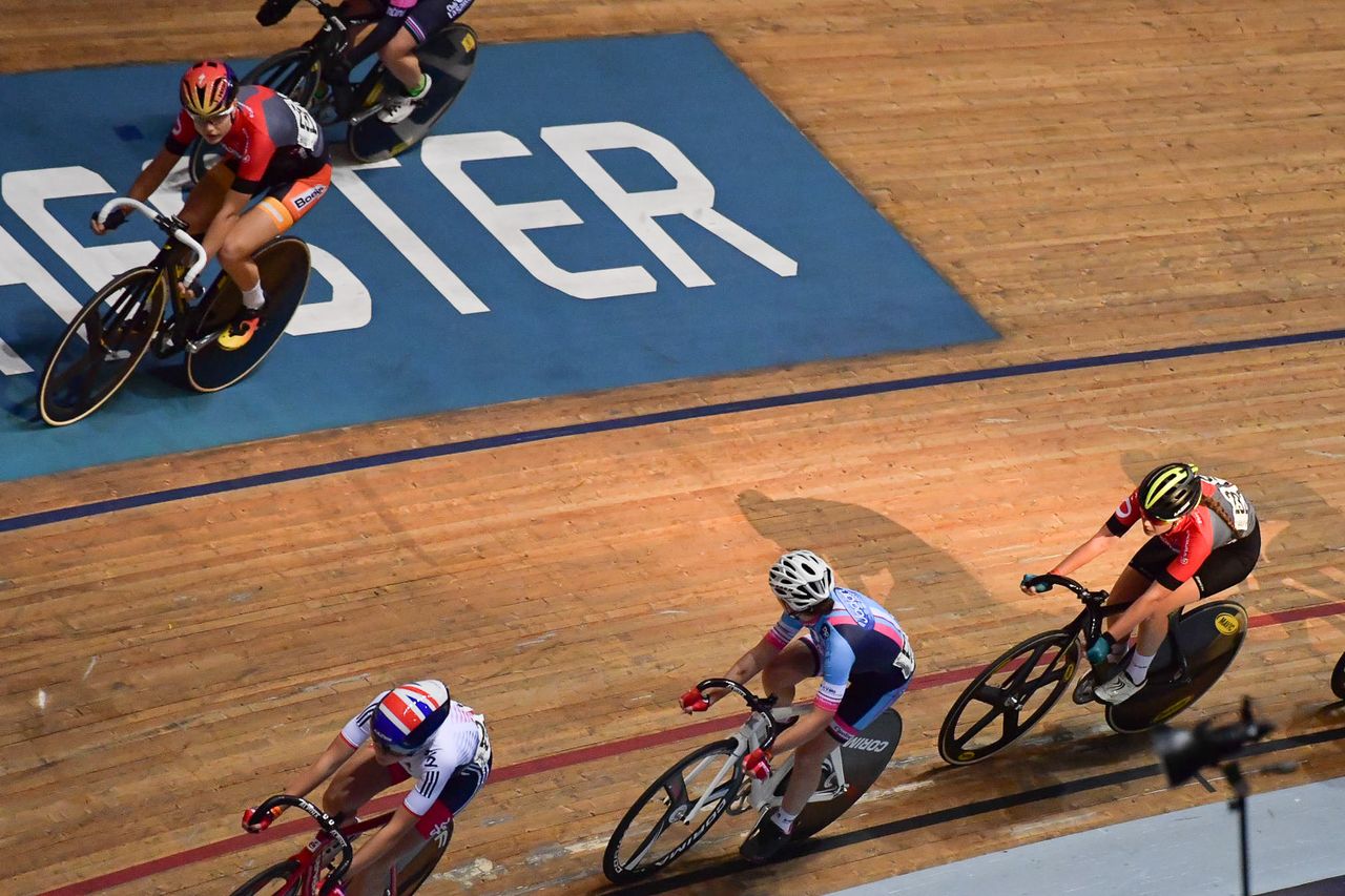 Amalie Dideriksen looks down the track