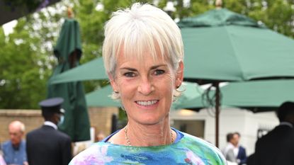 Judy Murray attends the Wimbledon Tennis Championships at the All England Lawn Tennis and Croquet Club on July 07, 2022