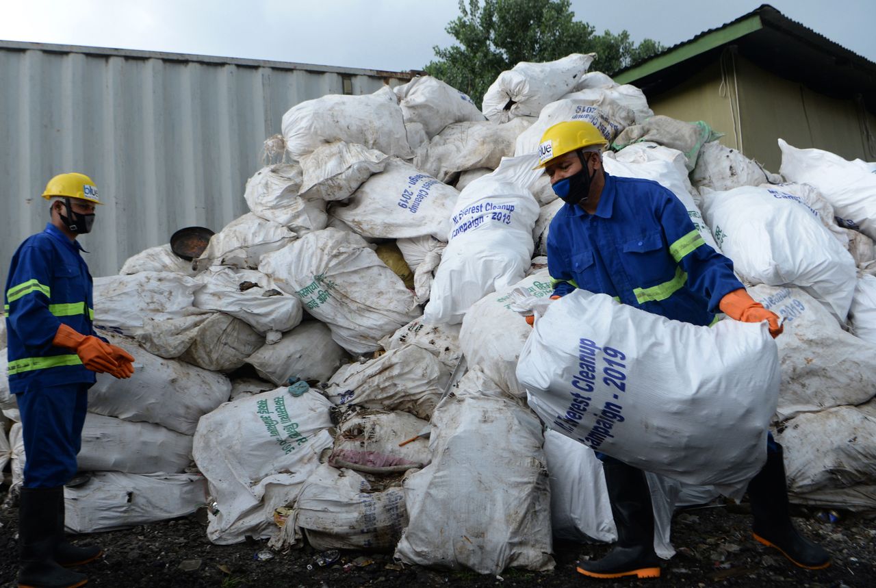 Waste collected from Mount Everest.