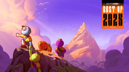 Peak screenshot showing four climbers scaling a mountain. GamesRadar+'s best of 2025 logo can be seen in the top right-hand corner