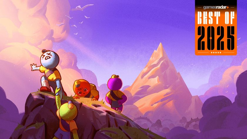 Peak screenshot showing four climbers scaling a mountain. GamesRadar+'s best of 2025 logo can be seen in the top right-hand corner