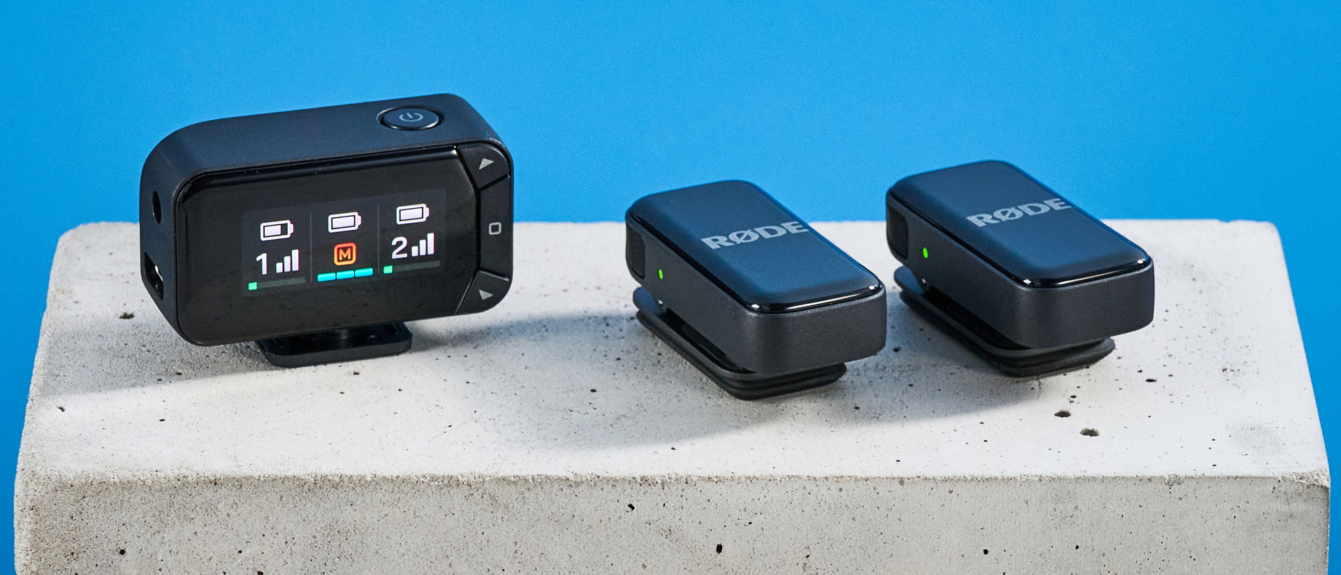 the rode wireless micro camera kid photographed against a blue tom's guide background