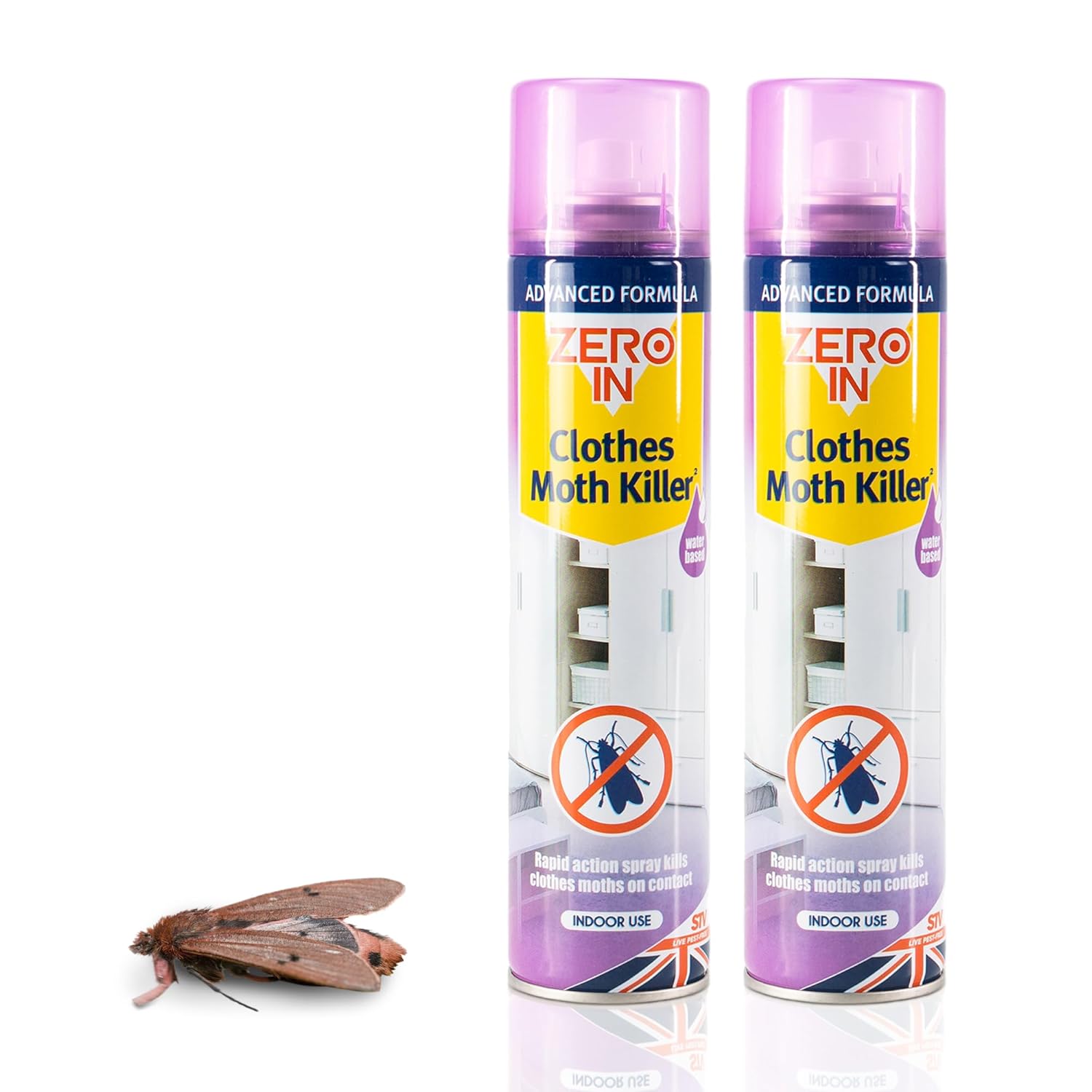 Quebec Zero in Clothes Moth Killer - Ready-To-Use - Kills Moths, Eggs &amp;amp; Larvae - Indoor Uses - Long-Lasting Treatment of Wardrobes, Cupboards and Drawers Before Clothes Storage - 300ml (pack of 2)