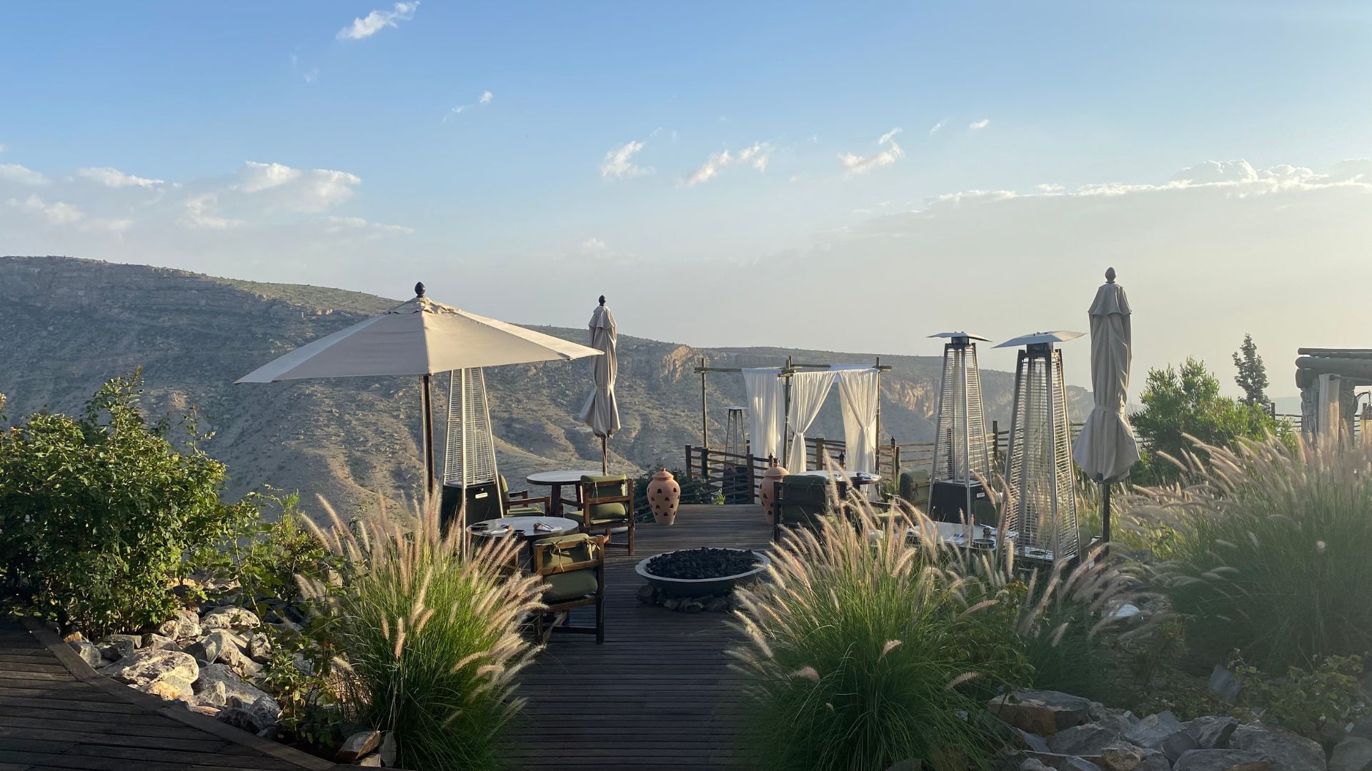 One of the outside dining areas at the Alila Jabal Akhdar