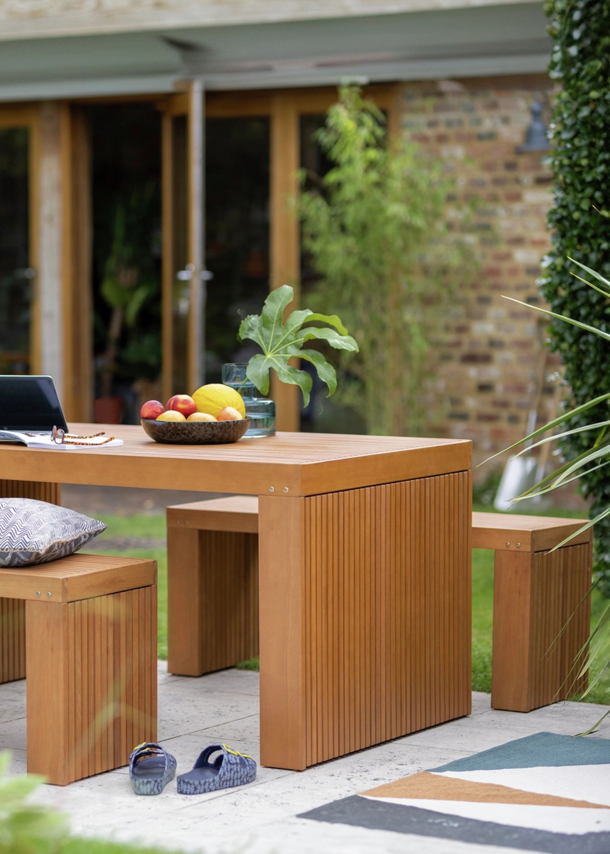 This Highly-Rated Eucalyptus Patio Set From Habitat Is "Actually Comfortable," and Its Space-Saving Design Makes It Ideal for Smaller Gardens