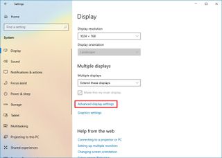Windows 10 display advanced settings