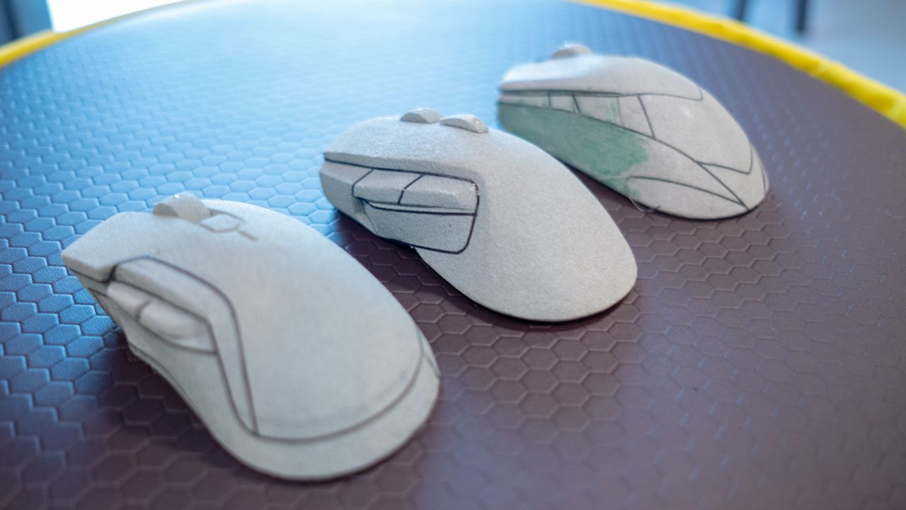 Early foam cutouts for the Corsair Glaive RGB