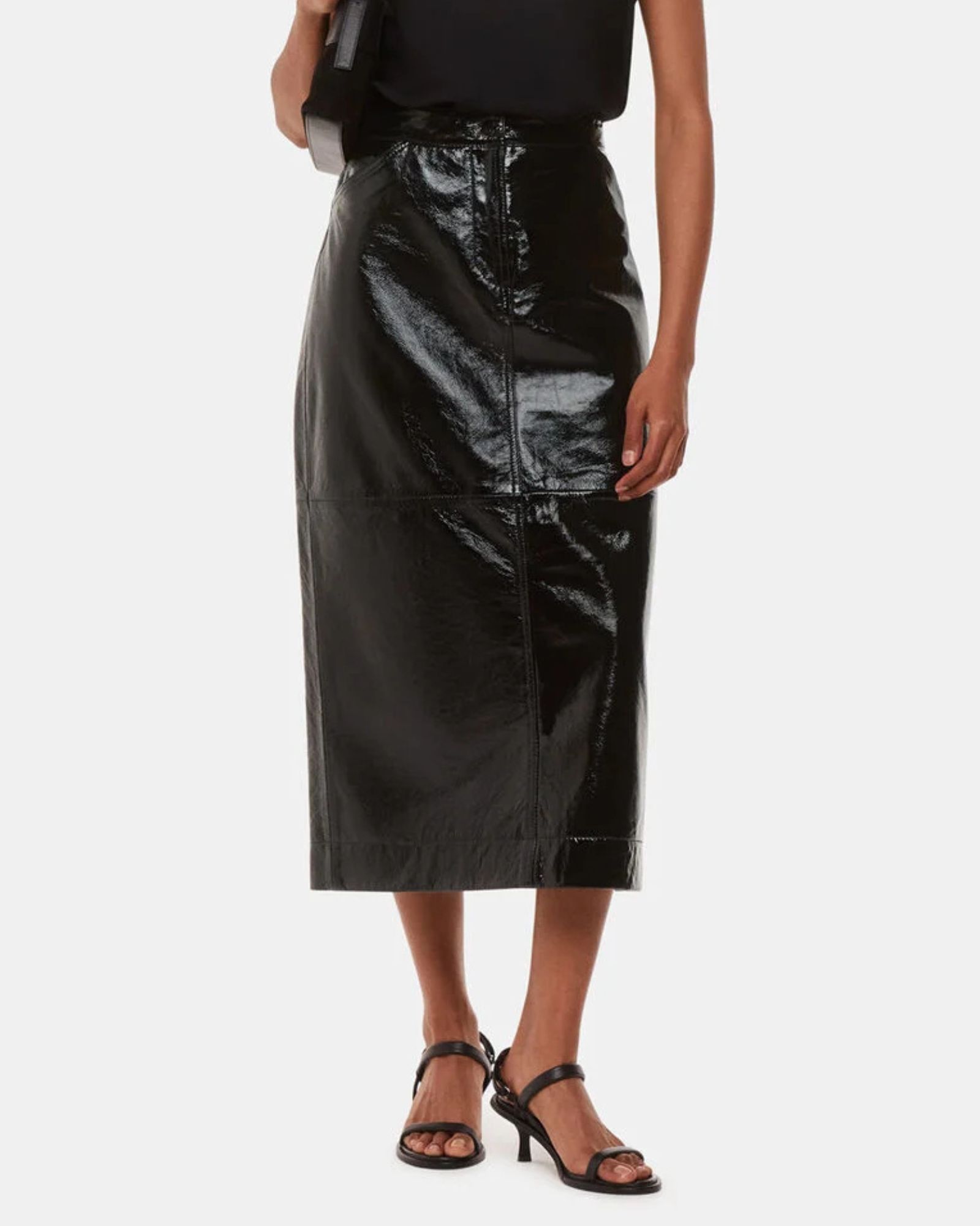 Whistles Black Petite Rachel Patent Leather Skirt