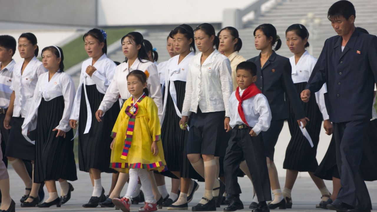 North Koreans Walking