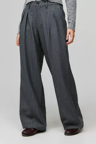 Archive at Uo Grey Pinstripe Ash Low Rise Wide Leg Trousers