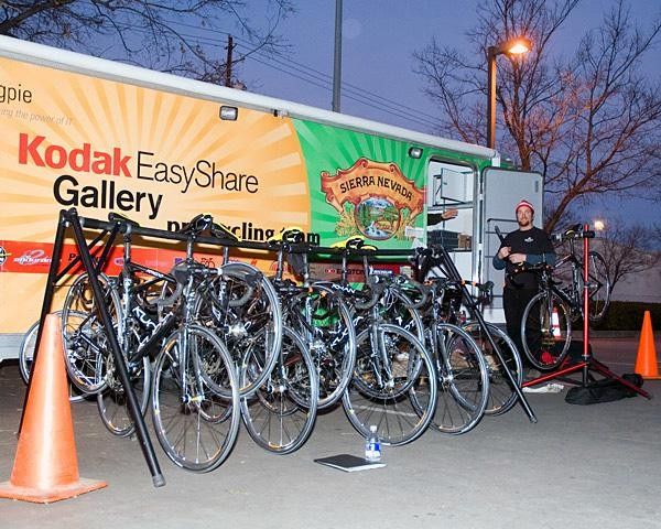 The new bikes are expertly assembled by Mike Burna before the riders arrive to be fit.