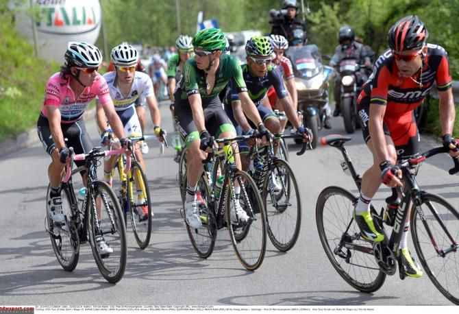Cadel Evans keeps the pace up while Uran and Rolland watch each other