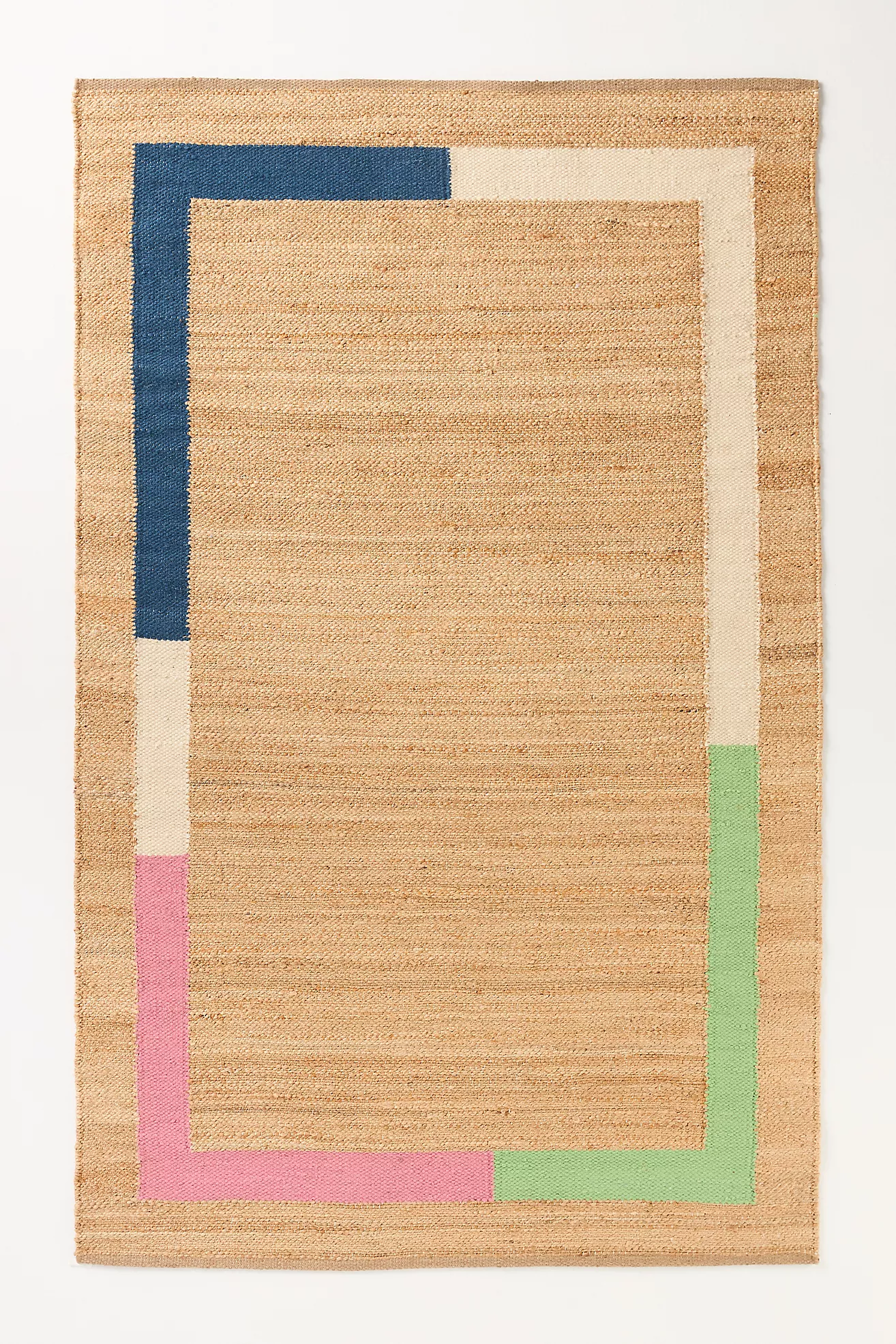 Vela Flatwoven Jute Colourblock-Border Rug
