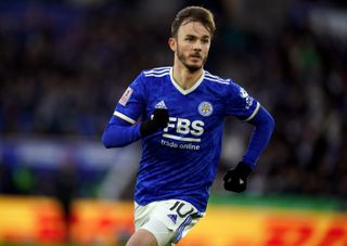 Leicester City’s James Maddison during the Emirates FA Cup third round match at the King Power Stadium, Leicester. Picture date: Saturday January 8, 2022