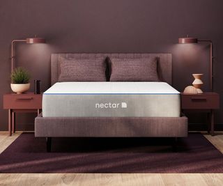 Nectar Hybrid Mattress on a bed in a bedroom.