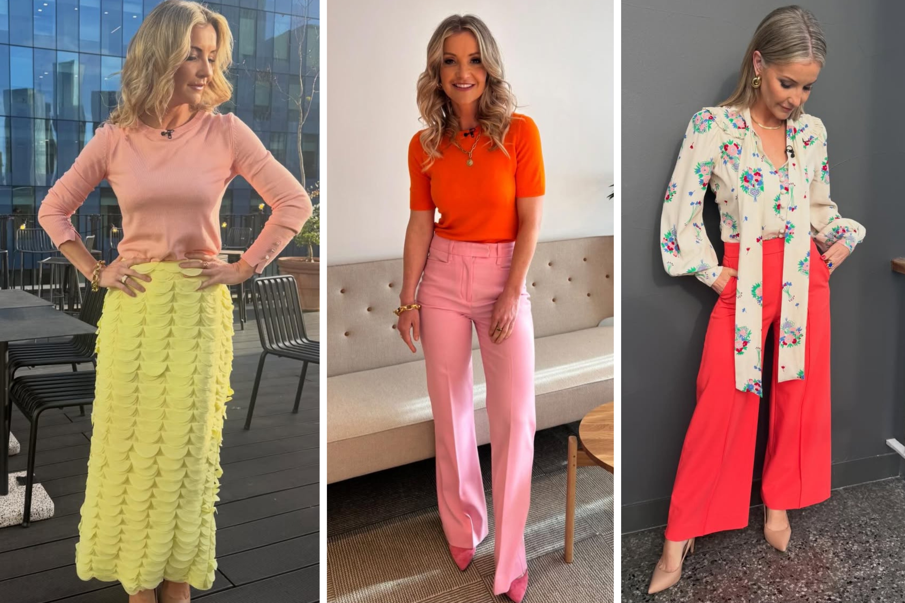Helen Skelton photographed in three outfits 