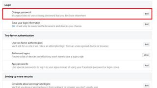 How to change password on Facebook: Click on Change password