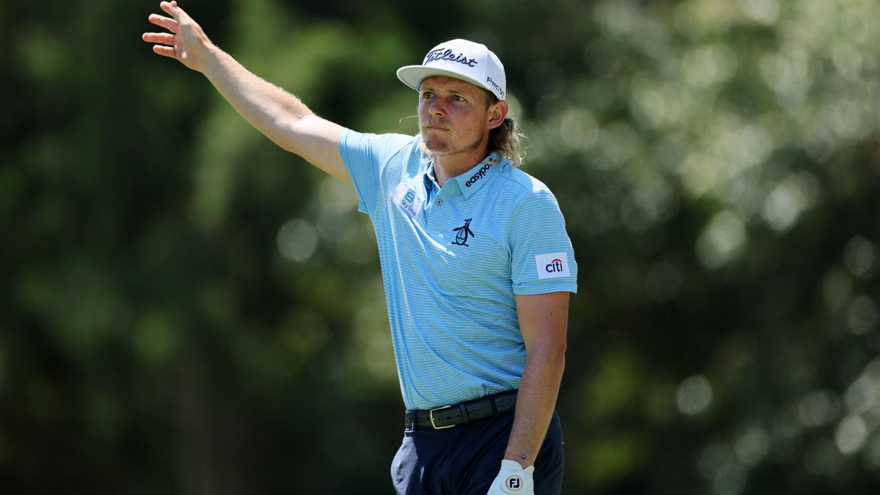 Cameron Smith reacts to his shot from the seventh tee during the third round of the 2022 FedEx St. Jude Championship