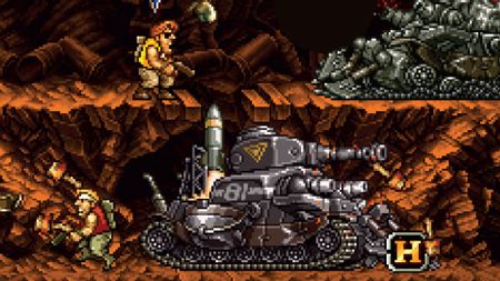 A tank fires missiles at players in Metal Slug, from Retro Gamer #98