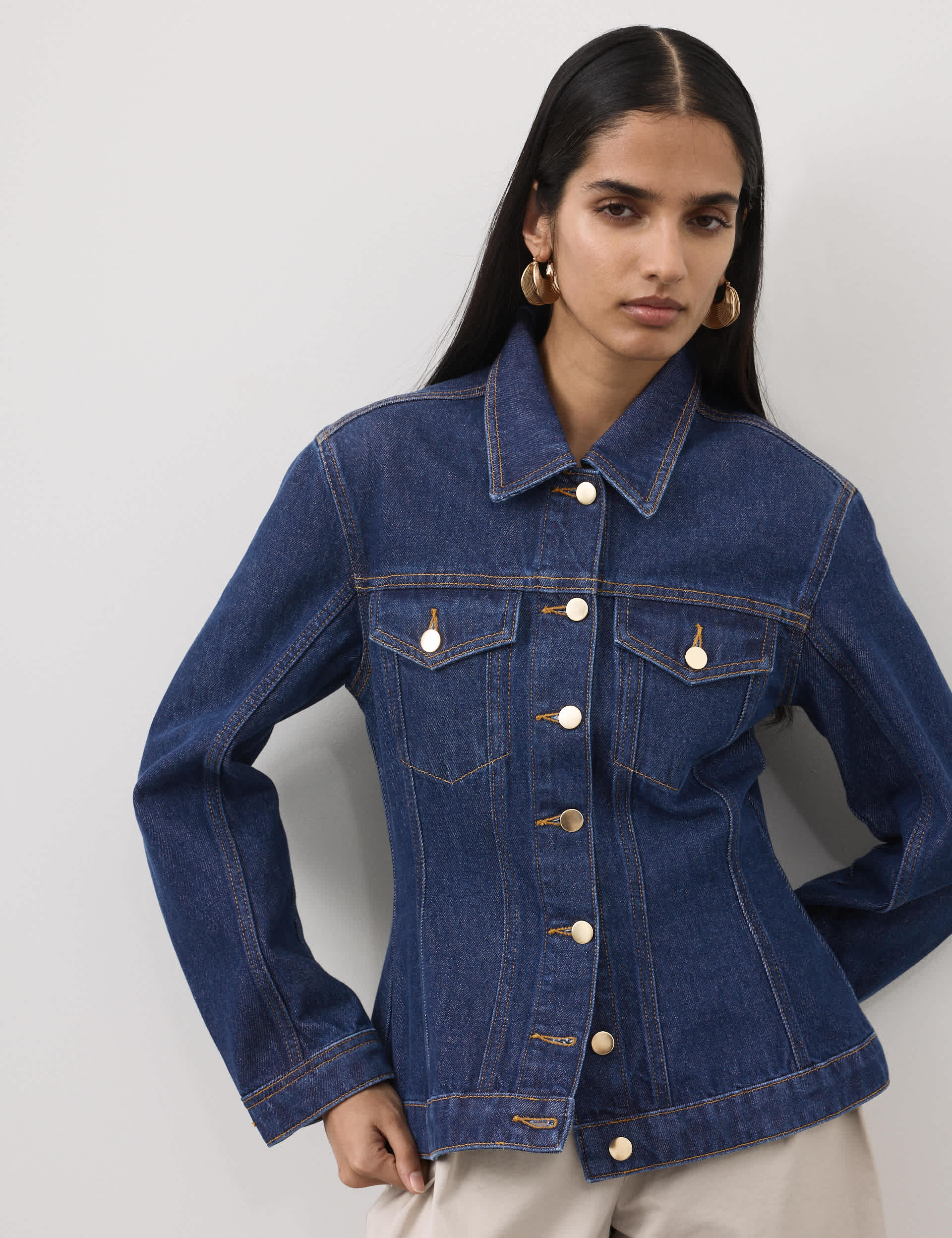 Denim Cinched Waist Jacket
