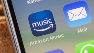 The Amazon Music icon appears on an iPhone home screen