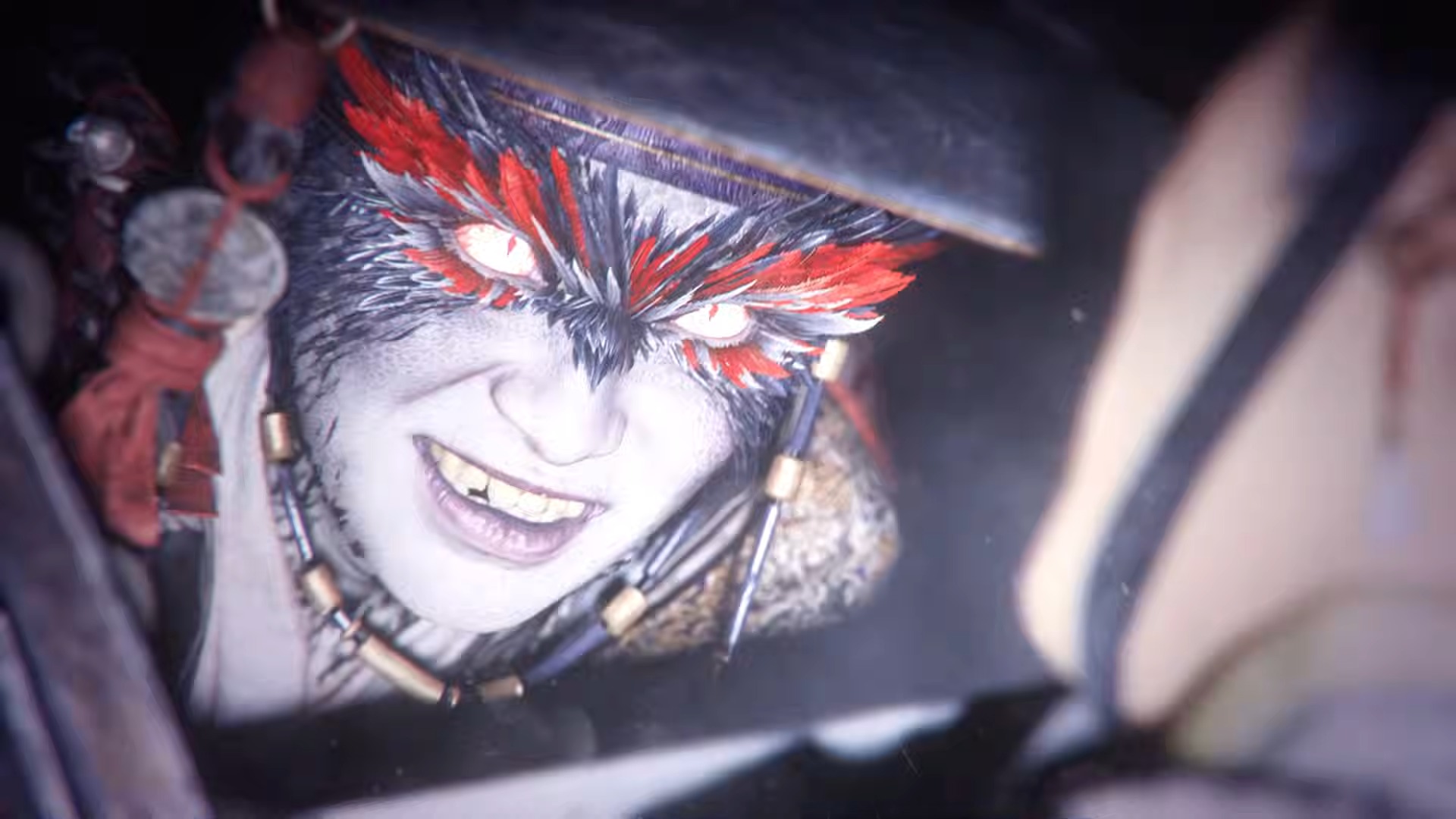 Woochi the Wayfarer black and red feathered woman boss fight