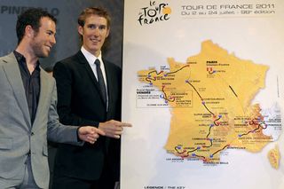 Mark Cavendish and Andy Schleck, Tour de France 2011 presentation, Paris