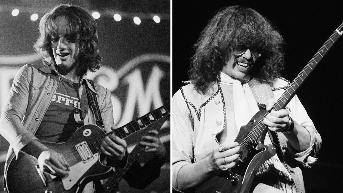 Brad Whitford and Steve Hunter onstage in the 1970s