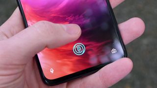 The in-display fingerprint scanner on the OnePlus 7