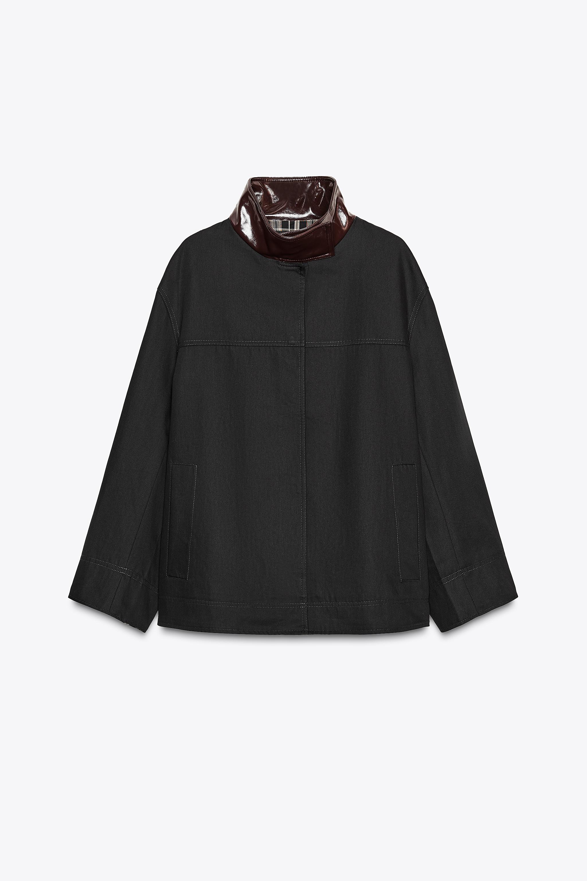 Zw Collection Contrast Collar Jacket