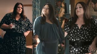 dana sue in three versions of the same dress on sweet magnolias