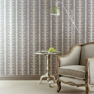 striped wallpaper with chair