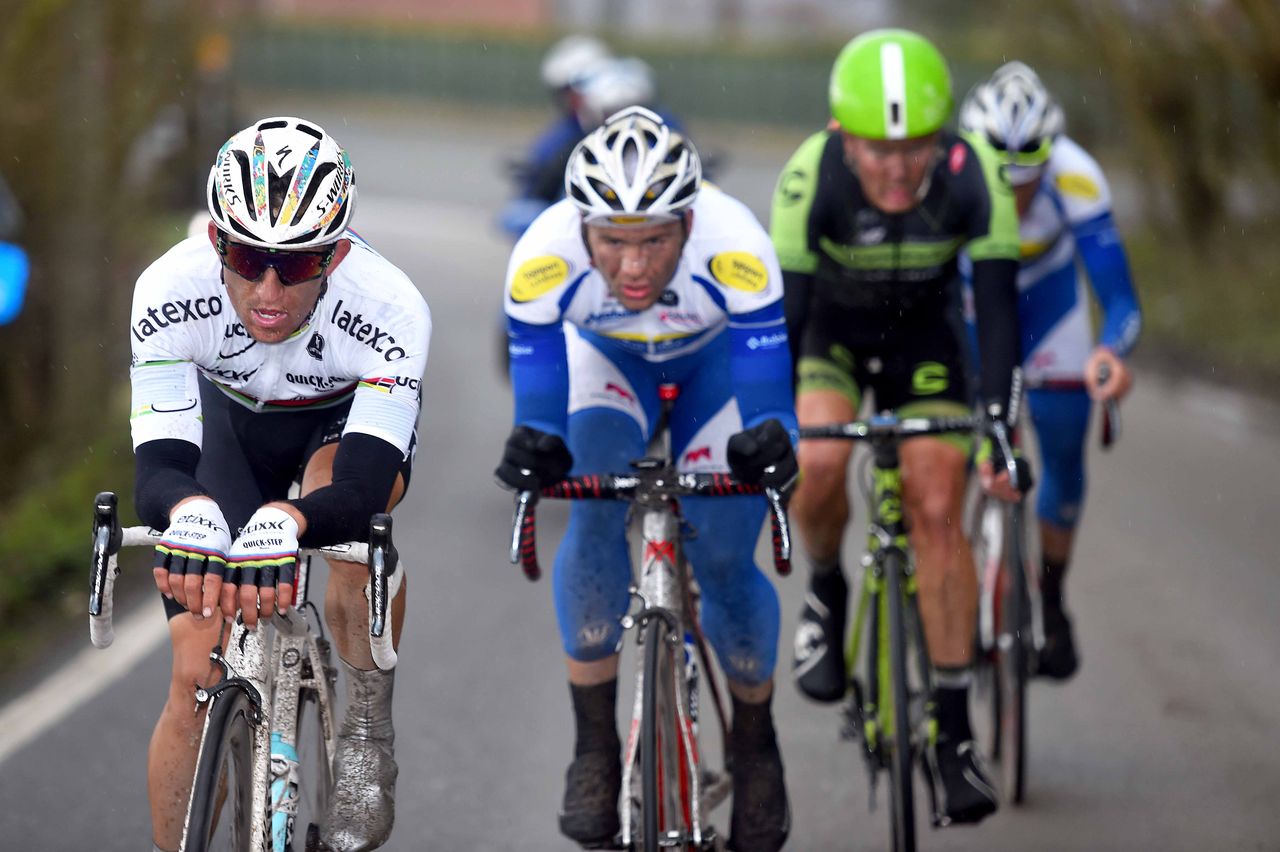 Michal Kwiatkowski (Etixx-Quickstep) leads the breakaway