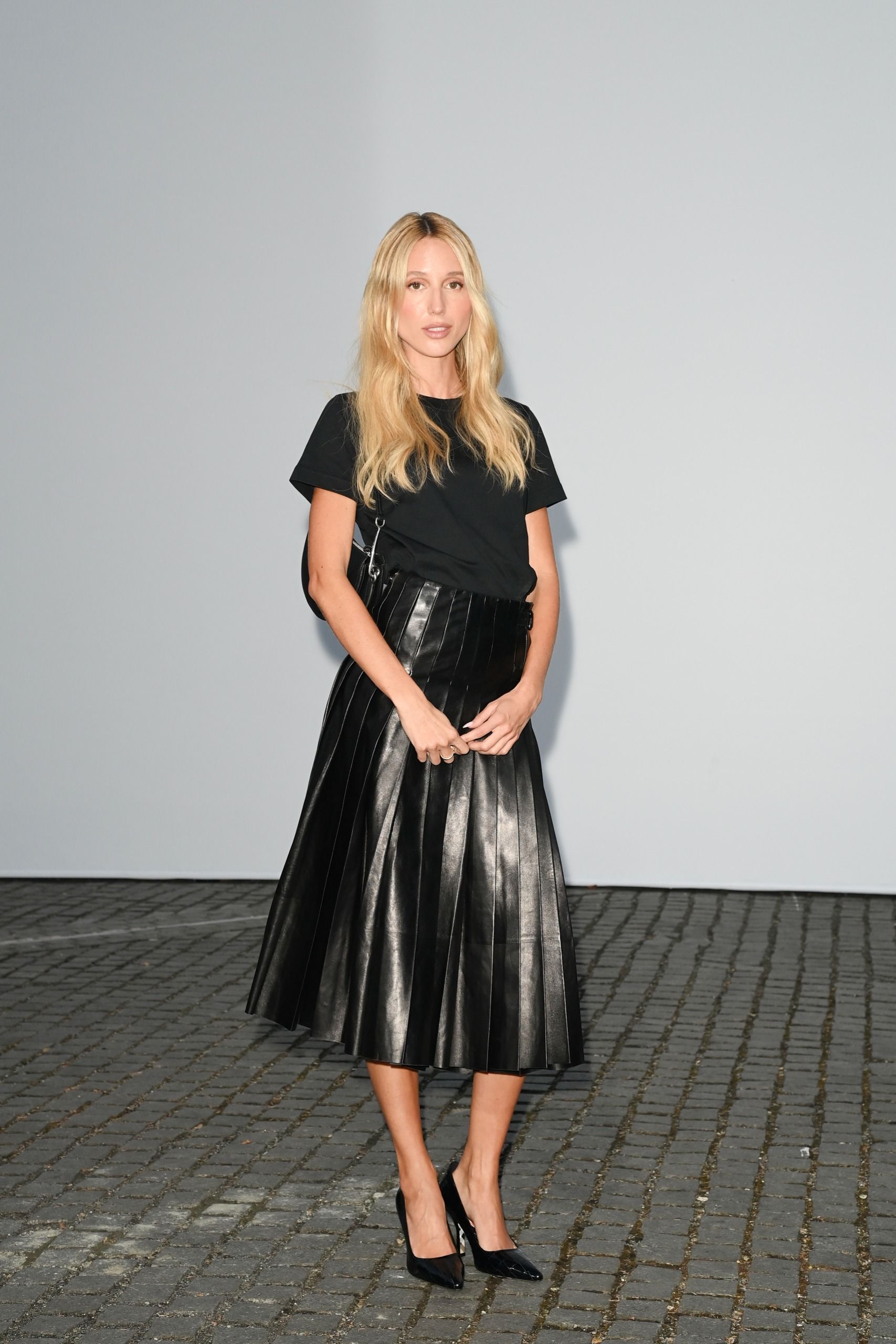 Princess Olympia of Greece's leather look at Burberry's London Fashion Week show