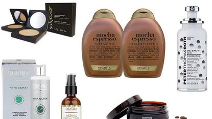 A collection of coffee beauty products